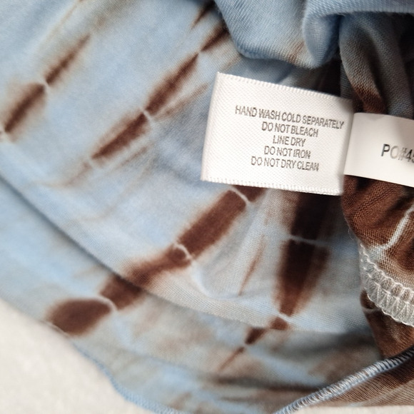 BOSTON PROPER DRESS Medium V-Neck White Brown & Blue Long Sleeve - Picture 4 of 6